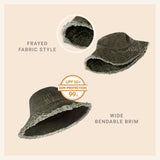 Clara Wide Brim Frayed Bucket Hat – Natural