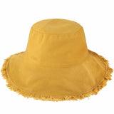 Clara Wide Brim Frayed Bucket Hat – Natural