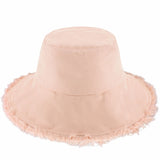 Clara Wide Brim Frayed Bucket Hat – Natural