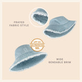 Clara Wide Brim Frayed Bucket Hat – Natural