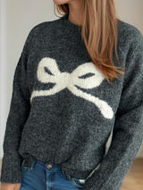 Bow Round Neck Long Sleeve Sweater - Be Juliet