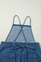 Adjustable Tie Straps Wide Leg Denim Overalls - Be Juliet