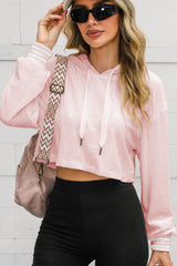 Drawstring Drop Shoulder Long Sleeve Hoodie - Be Juliet