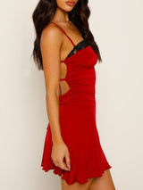 Lace Detail Backless Mini Cami Dress - Be Juliet