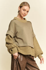 Davi & Dani Faux Layered Round Neck Sweater - Be Juliet