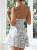 Jenna Tied Printed Sweetheart Neck Cami Dress - Be Juliet