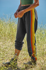 Contrast Striped Elastic Waist Active Pants - Be Juliet