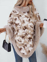 Furry Contrast Three-Quarter Poncho - Be Juliet