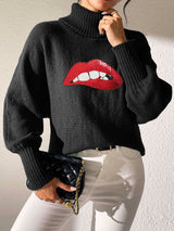 Lip Turtleneck Long Sleeve Sweater - Be Juliet