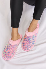Forever Link Sequin Plush Round Toe Slippers - Be Juliet