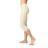 White Geometric Cube Capri Leggings
