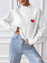 Heart Turtleneck Long Sleeve Sweater - Be Juliet