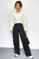 Drawstring Drop Shoulder Long Sleeve Hoodie - Be Juliet