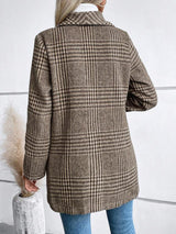 Jenny Plaid Collared Neck Long Sleeve Jacket - Be Juliet