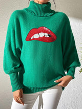 Lip Turtleneck Long Sleeve Sweater - Be Juliet