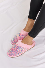 Forever Link Sequin Plush Round Toe Slippers - Be Juliet