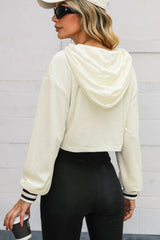 Drawstring Drop Shoulder Long Sleeve Hoodie - Be Juliet