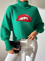 Lip Turtleneck Long Sleeve Sweater - Be Juliet