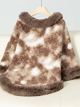 Furry Contrast Three-Quarter Poncho - Be Juliet
