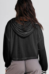 Drawstring Drop Shoulder Long Sleeve Hoodie - Be Juliet