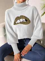 Lip Turtleneck Long Sleeve Sweater - Be Juliet