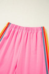 Contrast Striped Elastic Waist Active Pants - Be Juliet