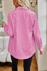 Angelina Striped Button Up Long Sleeve Shirt - Be Juliet