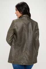 Coalition LA Single-Breasted Vegan Leather Blazer - Be Juliet