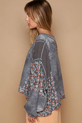 POL Floral Patchwork Round Neck Knit Top - Be Juliet