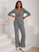 Ana Lisa Checkered Blazer & Slit Pants Set - Be Juliet