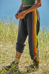 Contrast Striped Elastic Waist Active Pants - Be Juliet