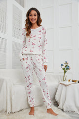 Flamingo Long Sleeve Top and Pants Lounge Set - Be Juliet