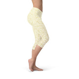 White Geometric Cube Capri Leggings