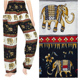 Black Elephant Print Boho Harem Pants – Women's One Size
