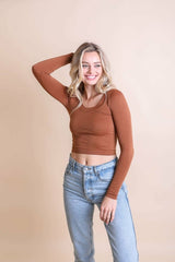 Long Sleeve Fitted Crop Top - Be Juliet