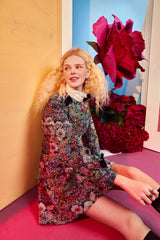 Floral Jacquard Bow Mini Dress