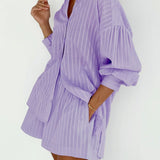 Purple Two Piece Shorts Set - Be Juliet