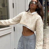 Isabella Cable Knit Cropped Sweater - Be Juliet