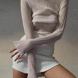 Sienna White Mesh Long Sleeve Top - Be Juliet