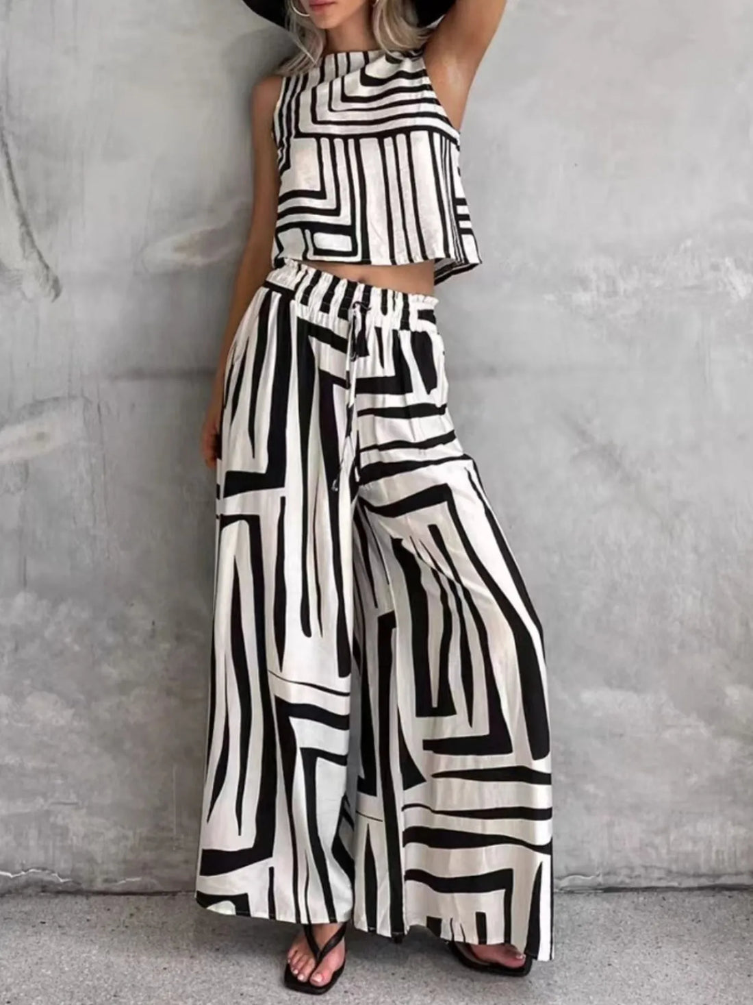 parisian outfit ideas french girl style geometric print co-ord set summer 2026 Be Juliet