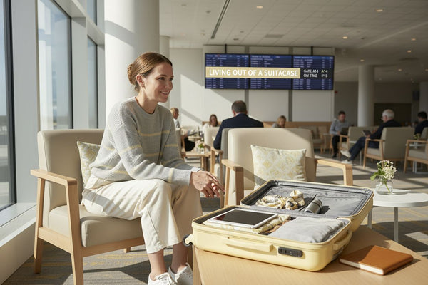 living out of a suitcase airport