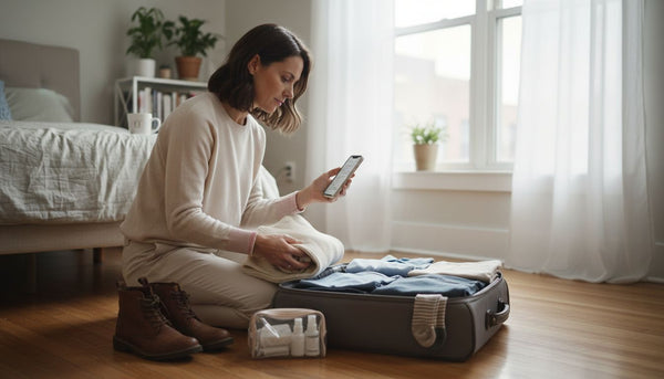 Woman packing a weekend suitcase in bedroom