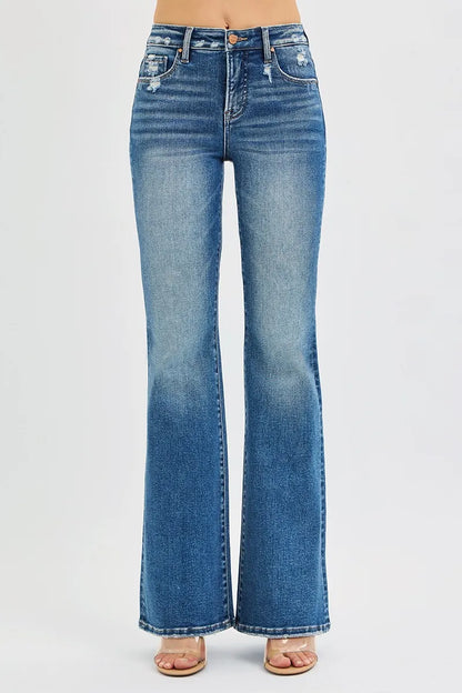 RISEN Full Size Tummy Control High Rise Flare Jeans Plus Size - Be Juliet