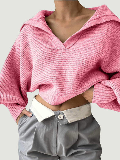 Johnny Collar Long Sleeve Sweater - Be Juliet