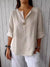 Catalina Notched Linen-Blend Blouse — Plus Size - Apricot, front view on model - Be Juliet