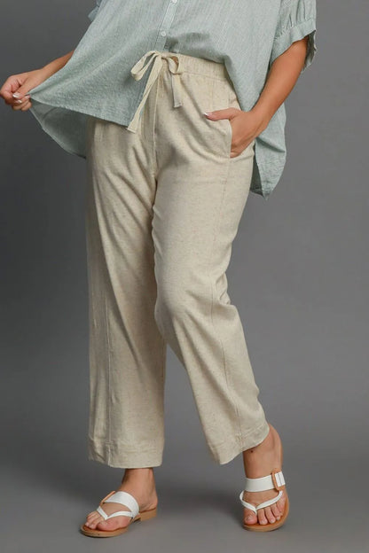 Isla Linen Blend Drawstring Pants – Curve & Plus - Be Juliet