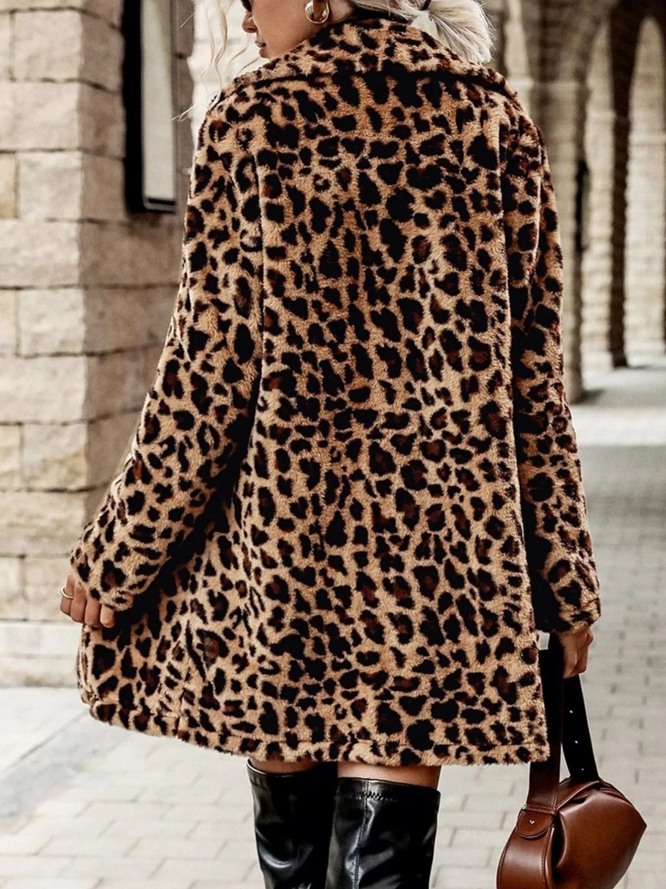 Leopard Print Faux Fur Longline Coat - Be Juliet
