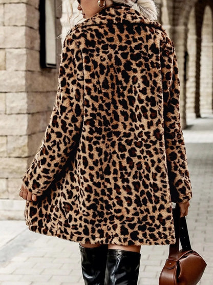 Leopard Print Faux Fur Longline Coat - Be Juliet