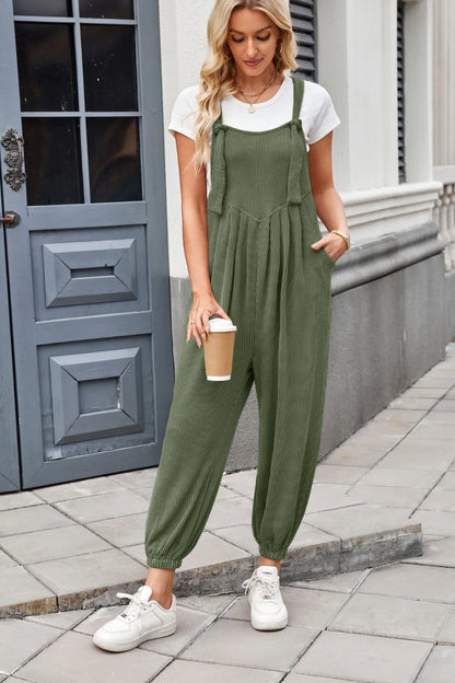 Lovelet Knotted Strap Overalls with Pockets - Be Juliet