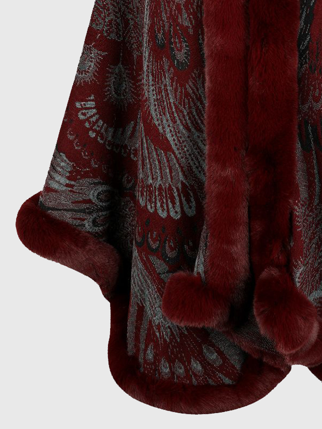 Sierra Printed Open Front Poncho - Charcoal, side view on model - Be Juliet